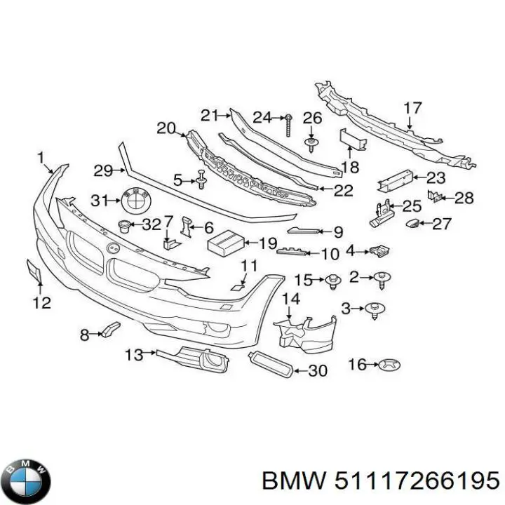 Comprar 51117266195 BMW Soporte del refuerzo del parachoques delantero