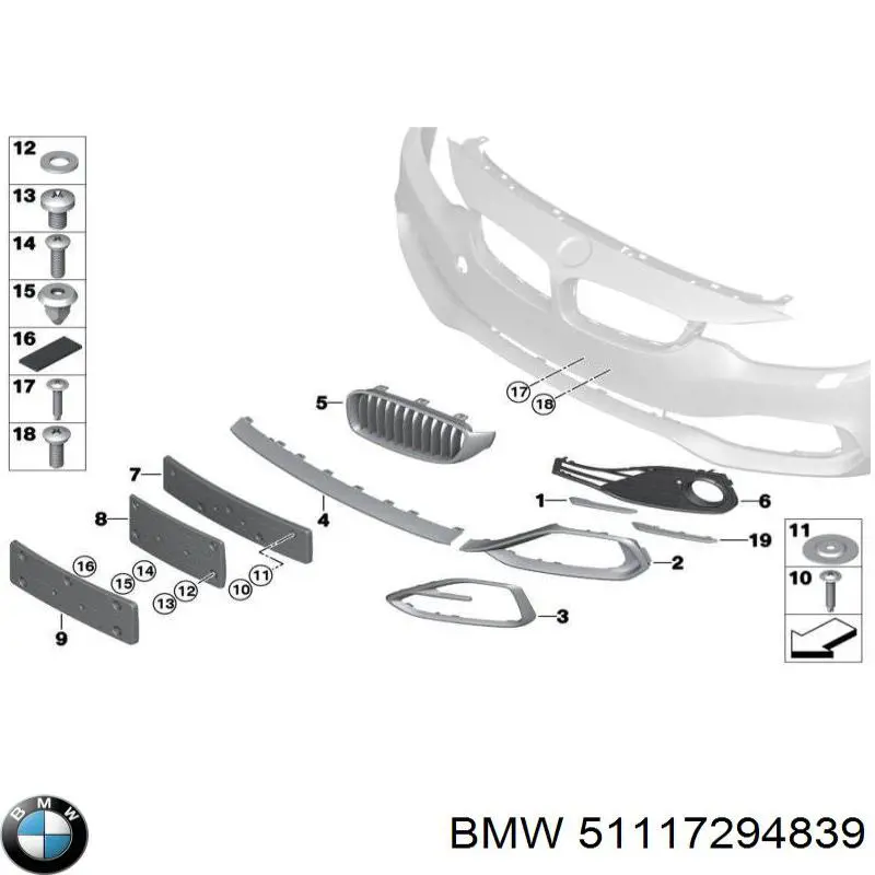 51117294839 BMW Embellecedor de faro antiniebla izquierdo
