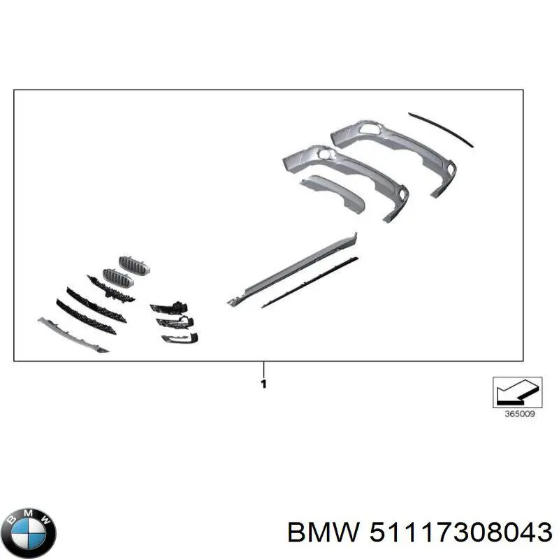 51117308043 BMW moldura de rejilla parachoques delantero izquierda