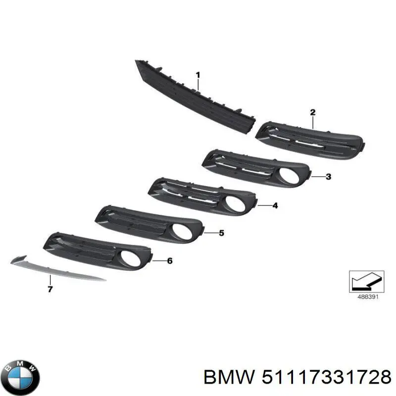 51117331728 BMW rejilla de ventilación, parachoques trasero, derecha