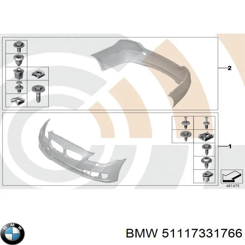 51117331766 BMW listón embellecedor/protector, parachoques delantero derecho