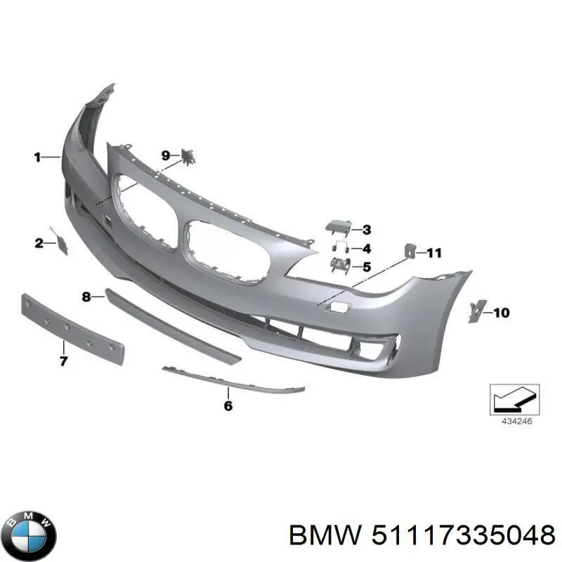 51117335048 BMW cobertura de parachoques, enganche de remolque, delantera