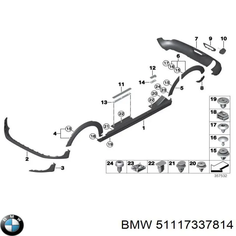 Spoiler derecho del parachoques delantero BMW 51117337814 precio, desde 61,92 EUR