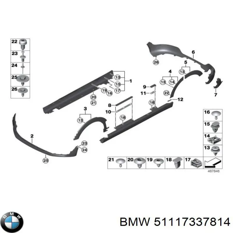 51117337814 BMW Spoiler derecho del parachoques delantero
