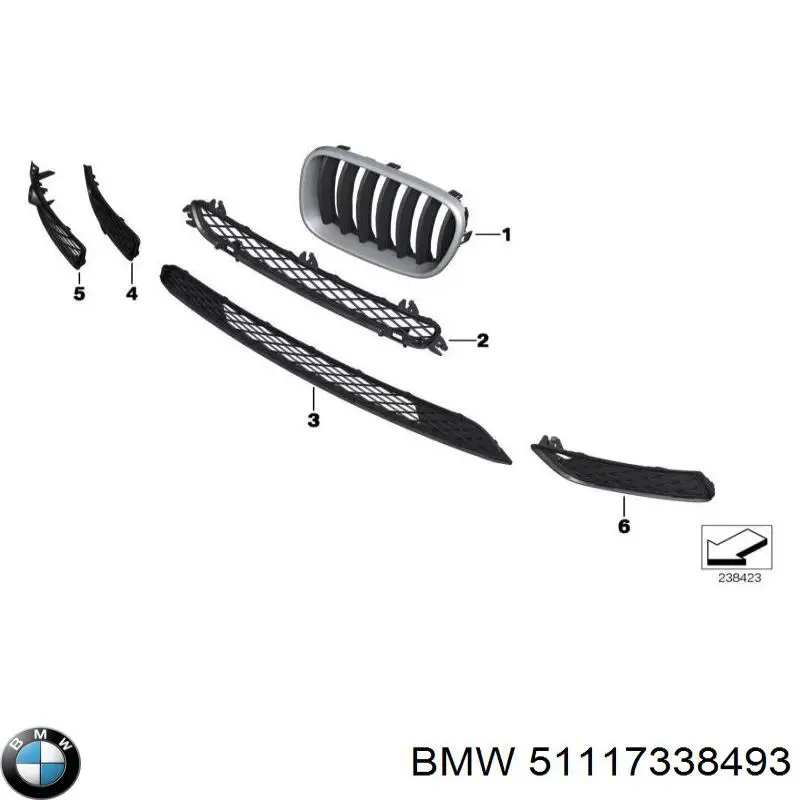 Rejilla superior del parachoques delantero BMW 51117338493 precio, desde 57,79 EUR