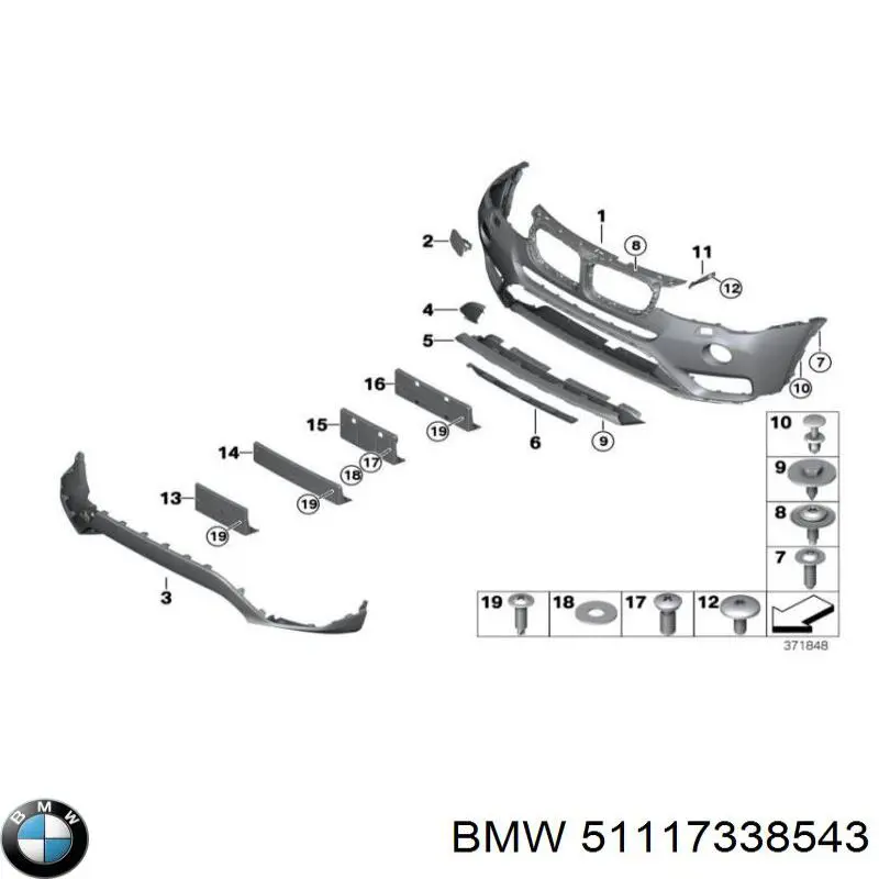 51117338543 BMW alerón parachoques delantero