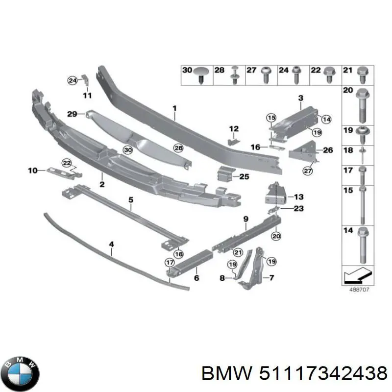 Absorbedor del parachoques delantero BMW 51117342438 precio, desde 98,38 EUR