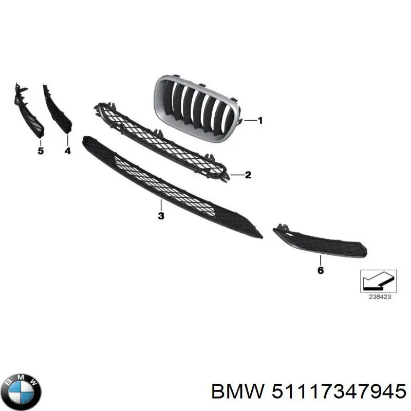 51117347945 BMW rejilla de ventilación, parachoques trasero, izquierda