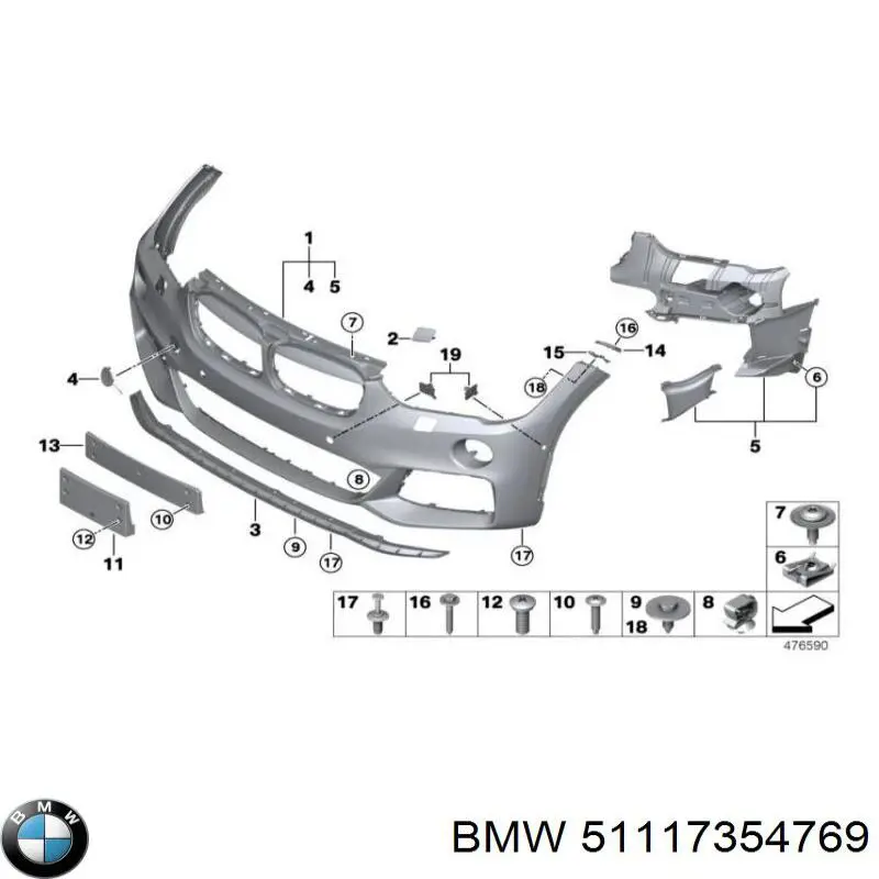 Comprar 51117354769 BMW Protector para parachoques delantero izquierdo