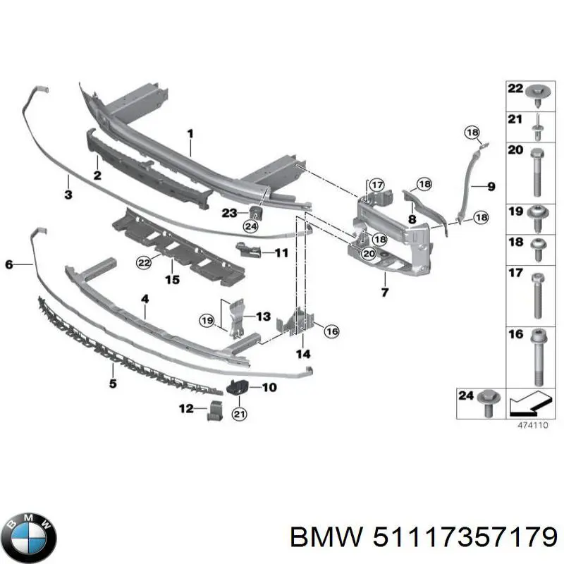 Soporte de parachoques delantero izquierdo BMW 51117357179 precio, desde 9,39 EUR