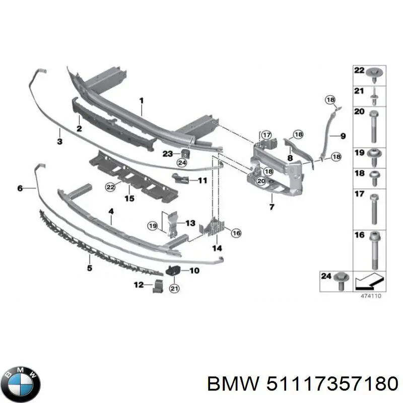 Comprar 51117357180 BMW Soporte del refuerzo del parachoques delantero