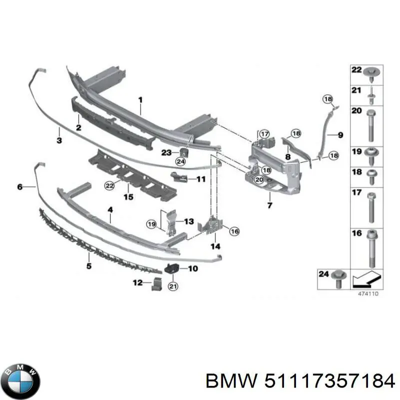 51117357184 BMW soporte de radiador derecha (panel de montaje para foco)