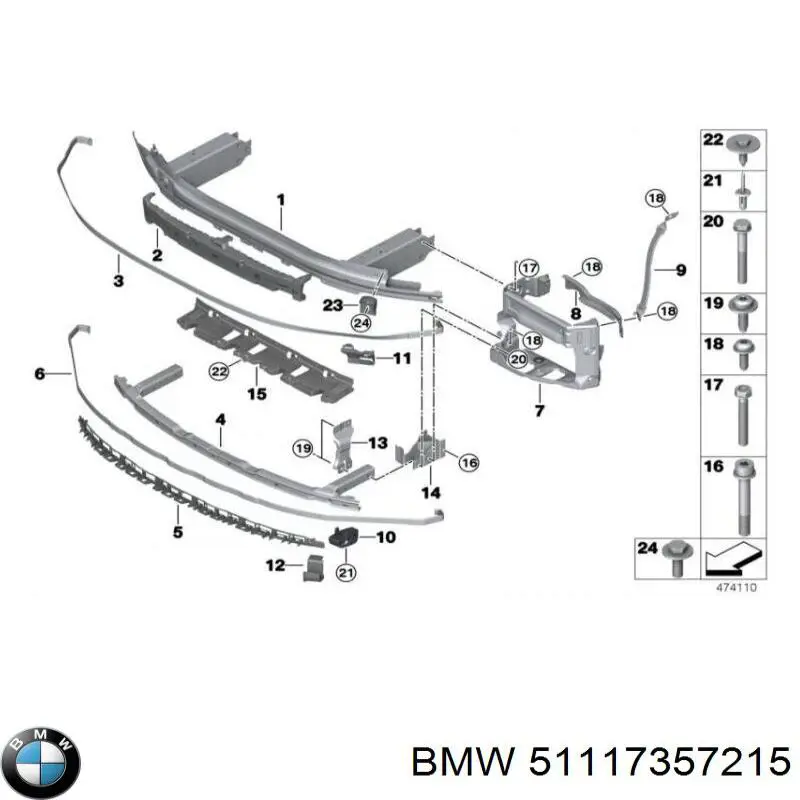 51117357215 BMW soporte de amplificador de parachoques delantero