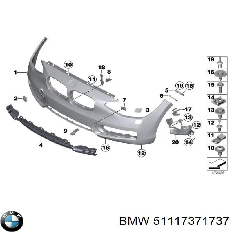 Rejilla de ventilación, paragolpes delantero, central BMW 51117371737 precio, desde 41,43 EUR