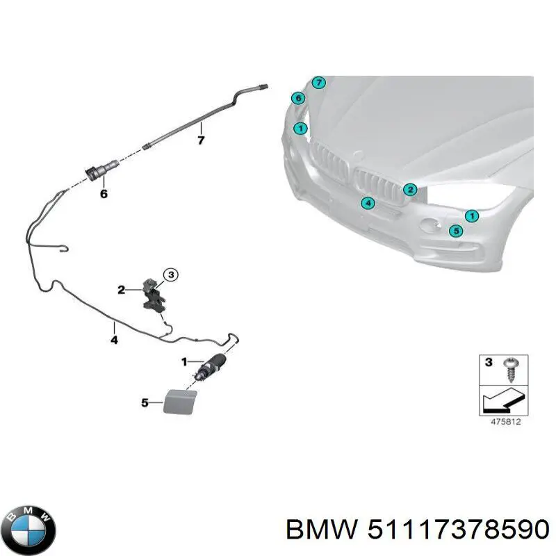 51117378590 BMW Tapa de boquilla lavafaros delantero