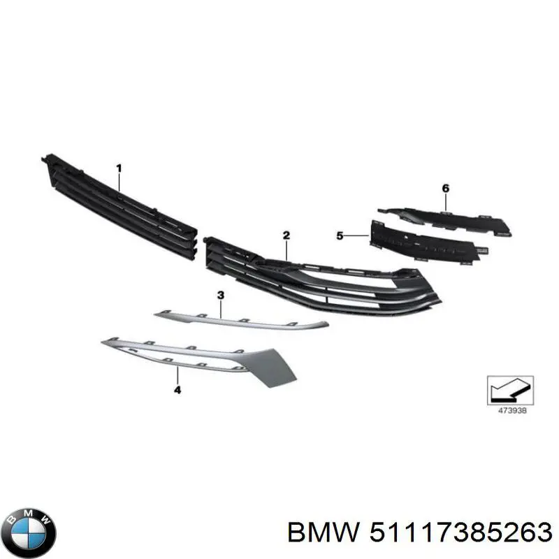 Rejilla interior izquierda del parachoques delantero BMW 51117385263 precio, desde 32,81 EUR