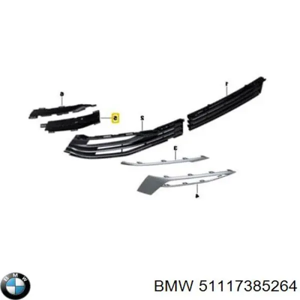 Rejilla de ventilación, parachoques delantero, derecha para BMW 5 (G30, F90)