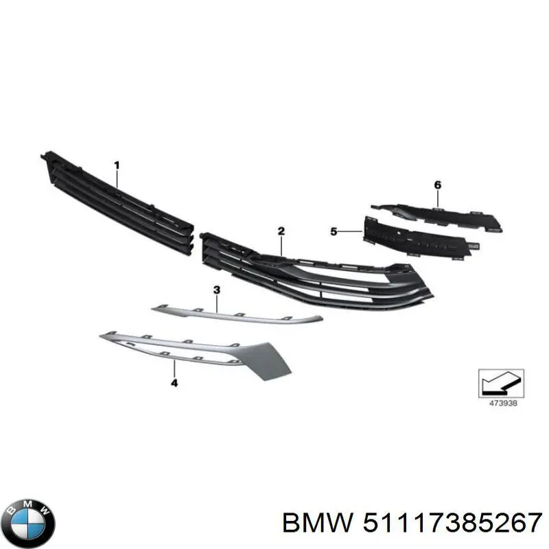 51117385267 BMW Rejilla del parachoques delantero, central