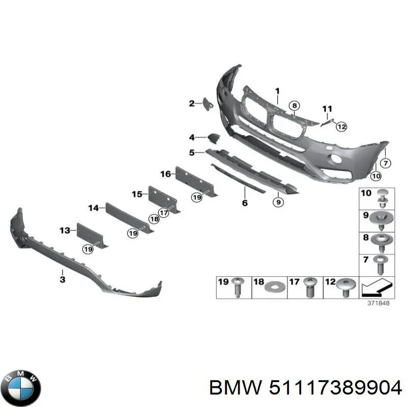 51117389904 BMW alerón parachoques delantero