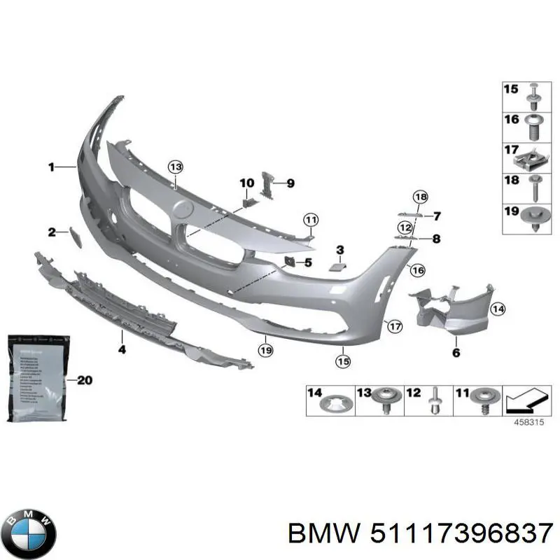 51117396837 BMW cobertura de parachoques, enganche de remolque, delantera