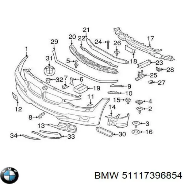 Moldura de rejilla de parachoques delantero derecho BMW 51117396854 precio, desde 27,32 EUR