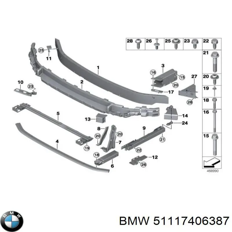 Soporte del refuerzo del parachoques delantero BMW 51117406387 precio, desde 64,74 EUR