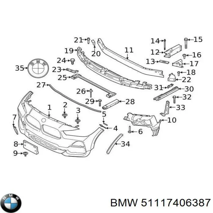 51117406387 BMW soporte de amplificador de parachoques delantero