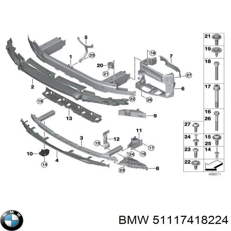 51117418224 BMW refuerzo parachoque delantero