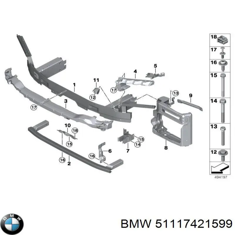 Refuerzo de parachoques delantero BMW 51117421599 precio, desde 234,10 EUR