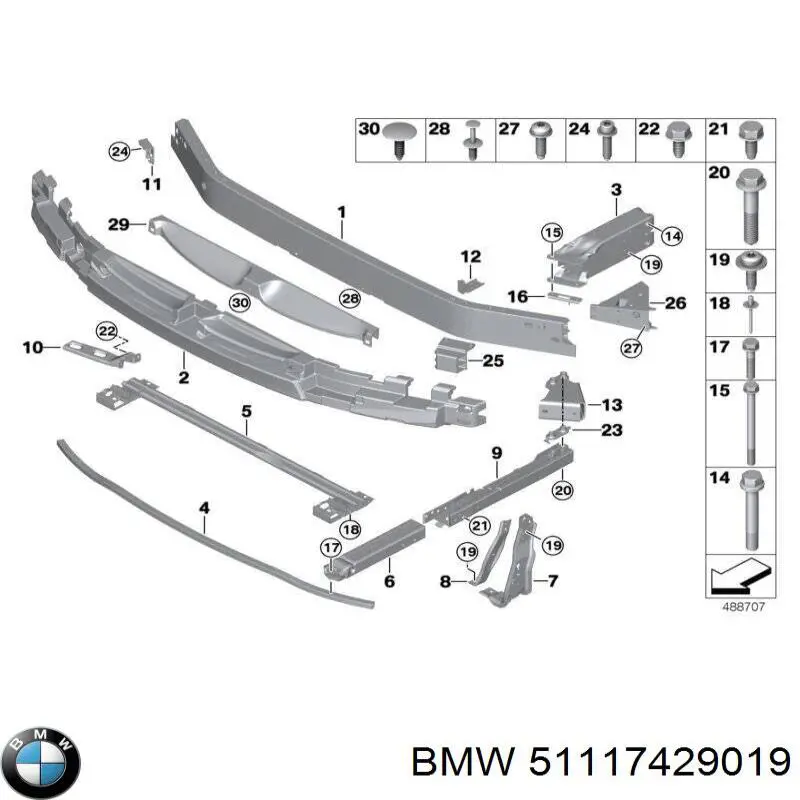 Comprar 51117429019 BMW Absorbedor del parachoques delantero
