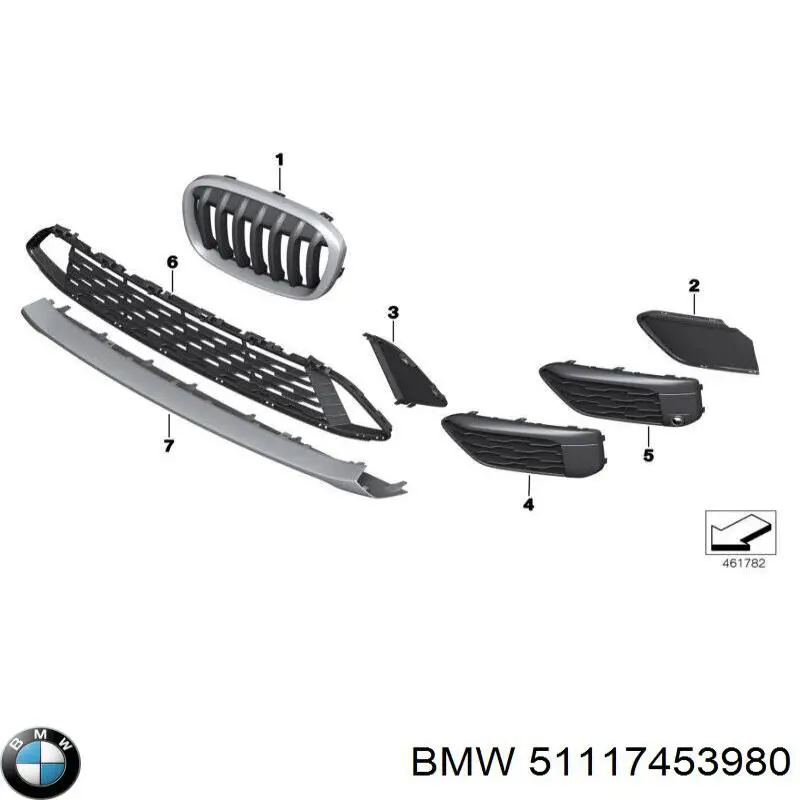 Rejilla derecha del parachoques delantero BMW 51117453980 precio, desde 36,97 EUR