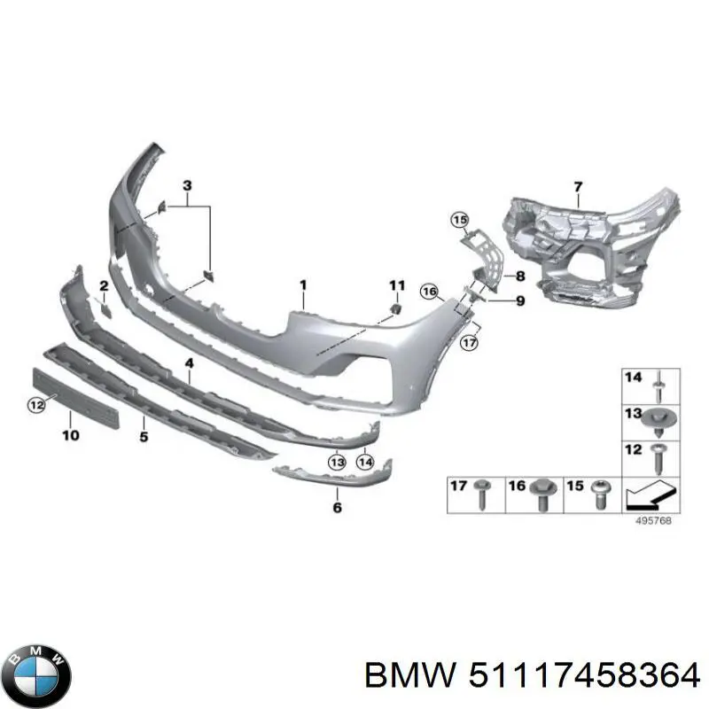 Guía derecha del parachoques delantero BMW 51117458364 precio, desde 62,46 EUR