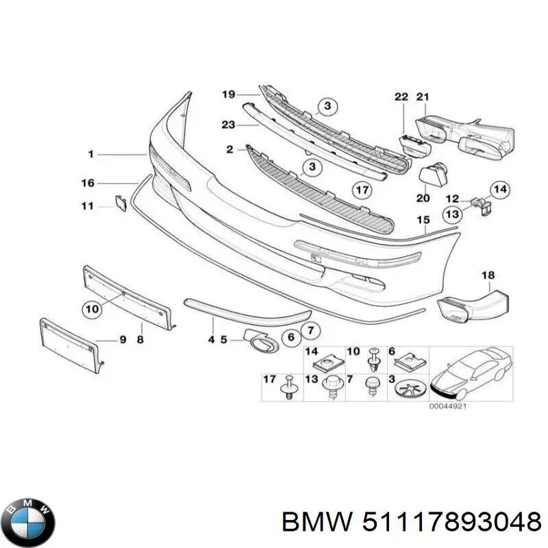 51117893048 BMW listón embellecedor/protector, parachoques delantero central