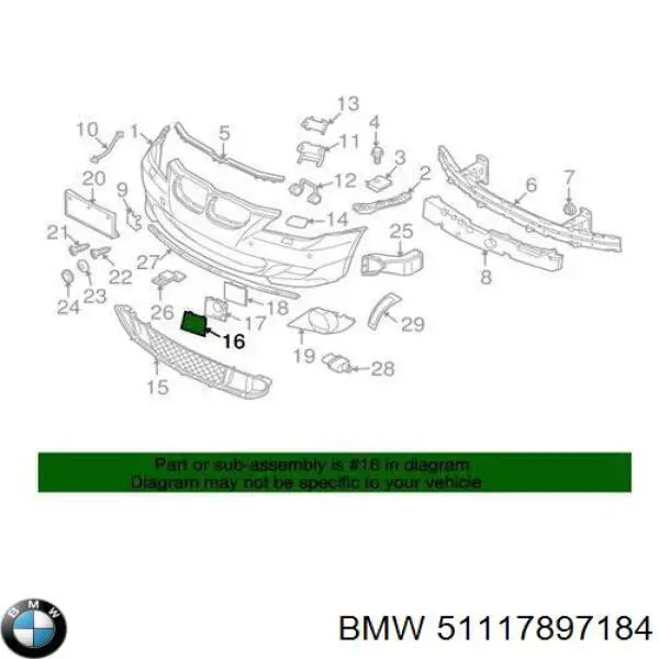 51117897184 BMW rejilla de ventilación, parachoques trasero, derecha