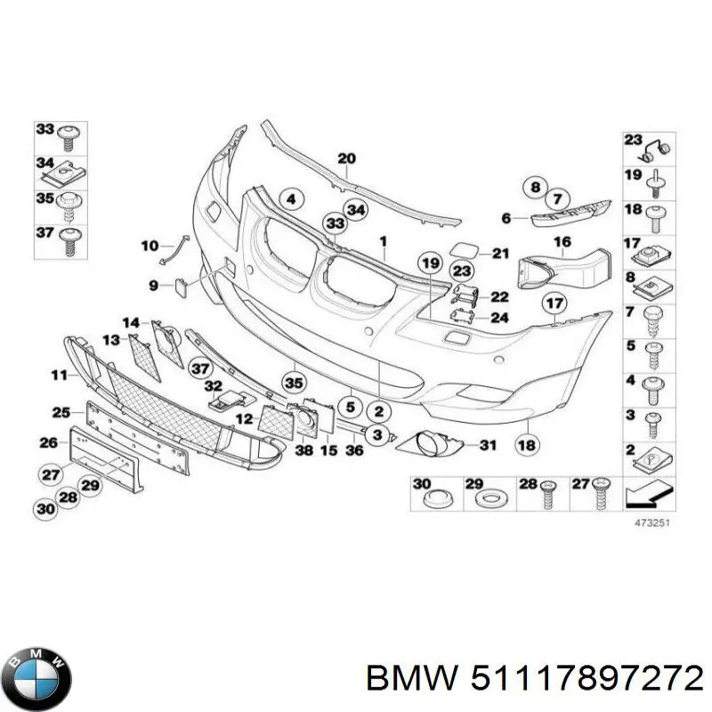 51117897272 BMW soporte de matricula delantera