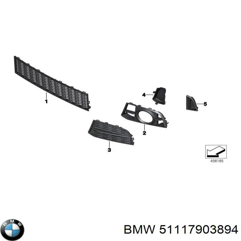 51117903894 BMW rejilla de ventilación, parachoques trasero, central