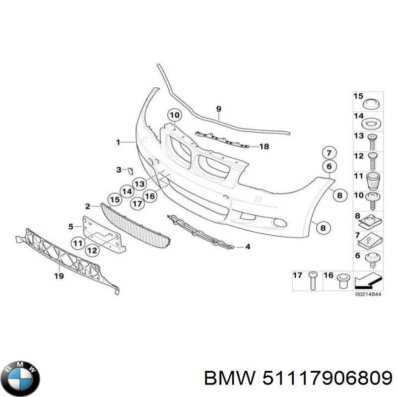 51117906809 BMW Rejilla de ventilación, parachoques delantero, central