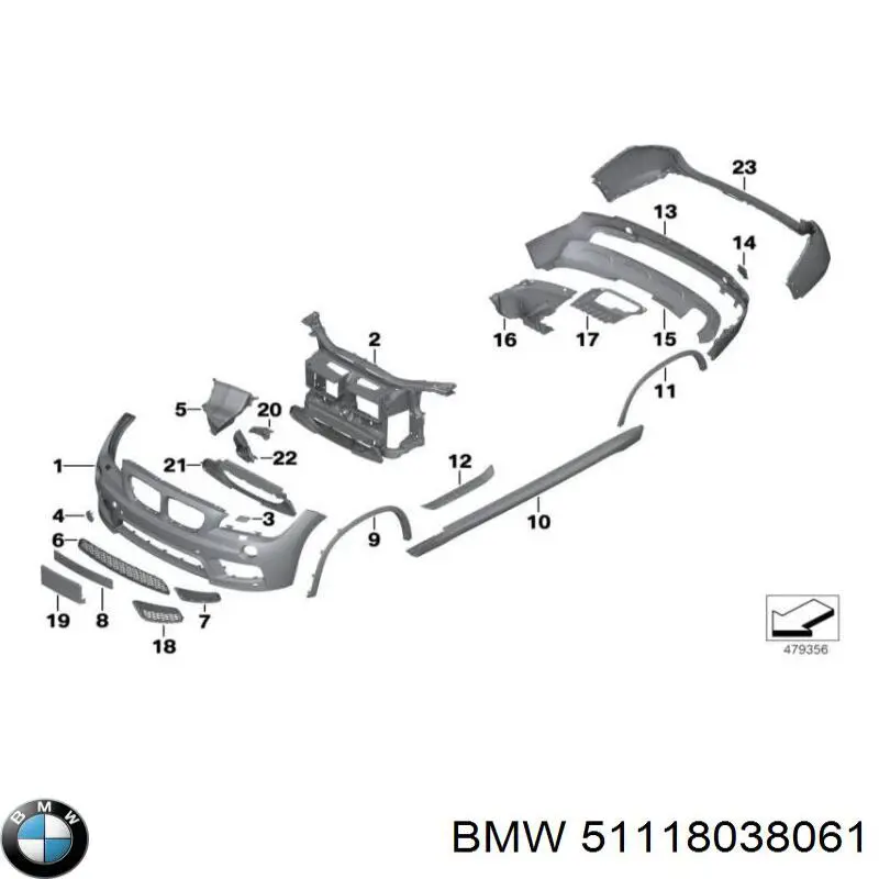 51118038061 BMW rejilla de ventilación, parachoques trasero, izquierda