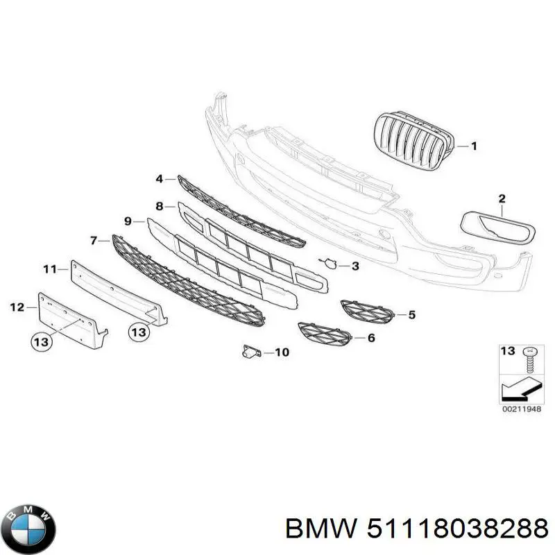 Rejilla de ventilación, parachoques trasero, derecha para BMW X5 (E70)