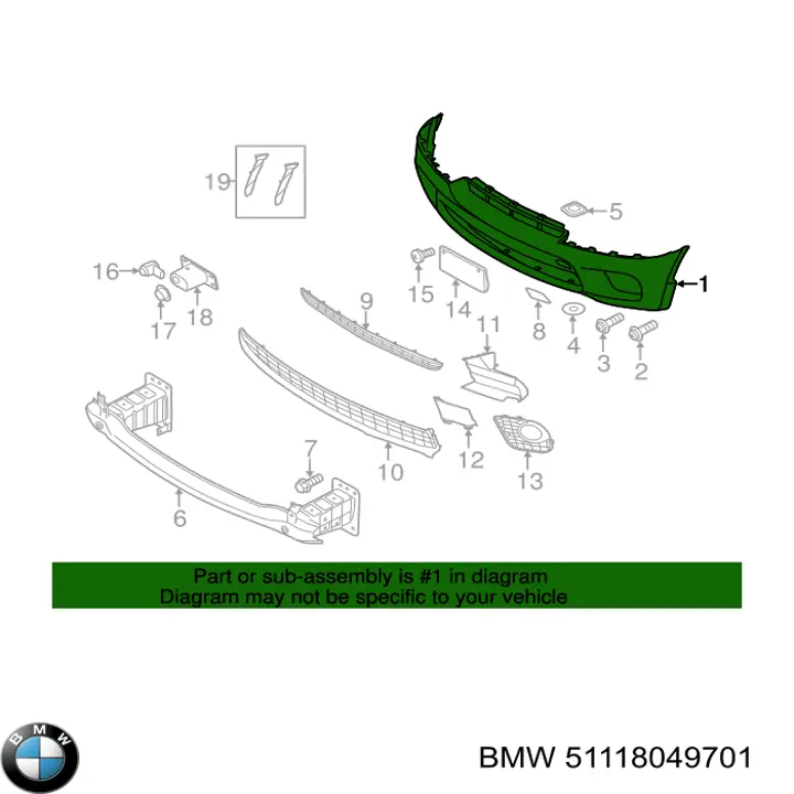 51118049701 BMW parachoques delantero