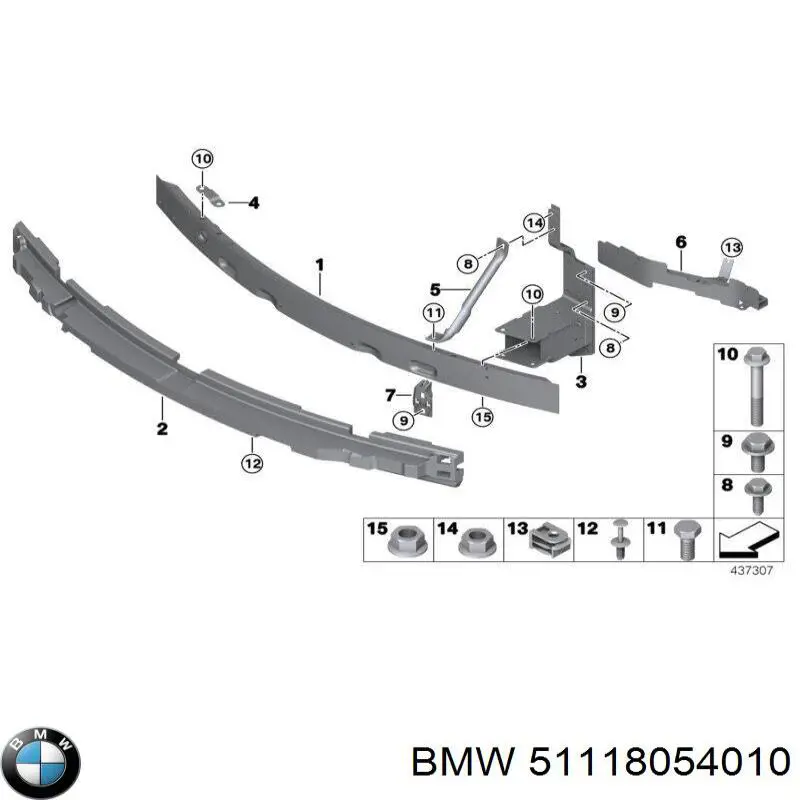 51118054010 BMW Absorbedor del parachoques delantero