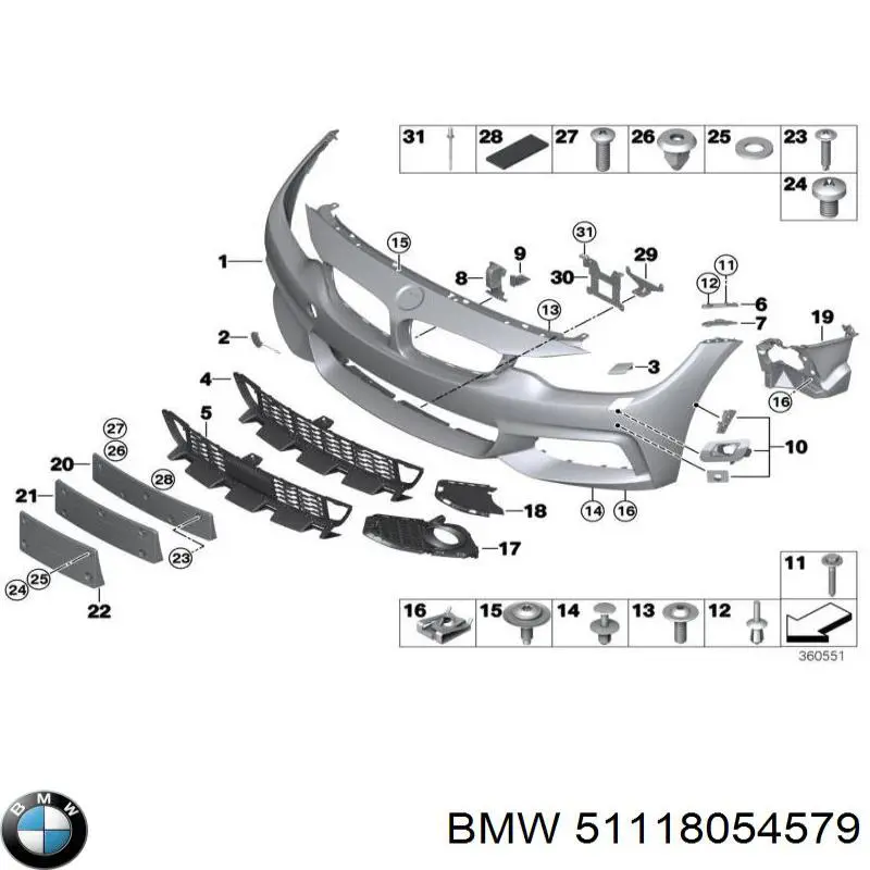 51118054579 BMW soporte, faro antiniebla izquierdo