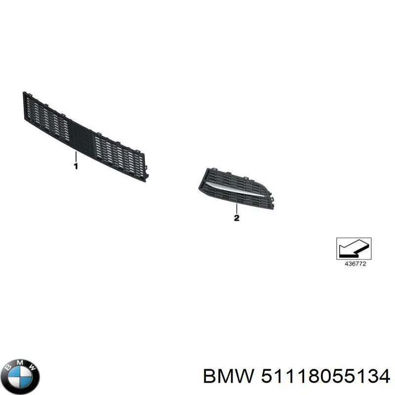 51118063436 BMW rejilla de ventilación, parachoques trasero, derecha