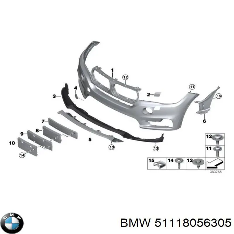 51118056305 BMW deflector de parachoques delantero izquierdo