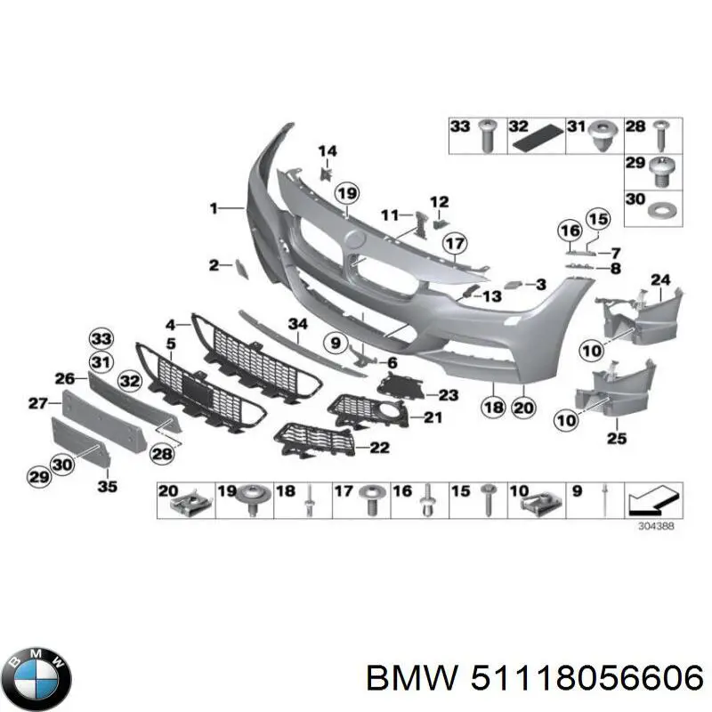 51118056606 BMW cobertura de parachoques, enganche de remolque, delantera