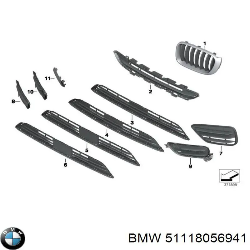 Rejilla izquierda del parachoques delantero BMW 51118056941 precio, desde 78,37 EUR