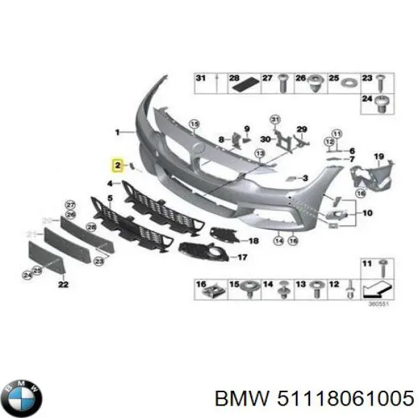 Tapa cubre gancho de remolque para parachoques delantera BMW 51118061005 precio, desde 18,59 EUR