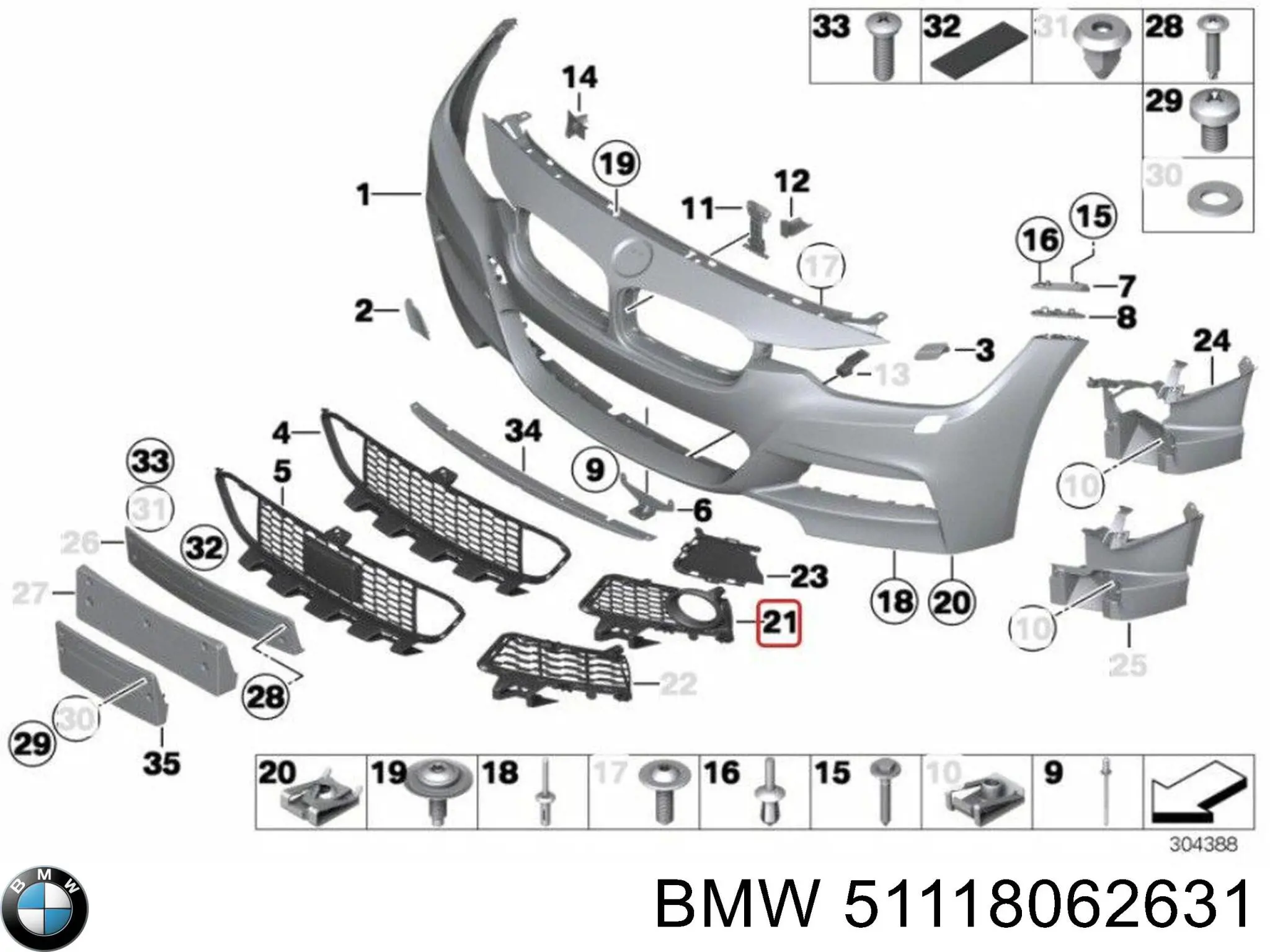 Comprar 51118062631 BMW Rejilla del parachoques delantera izquierda