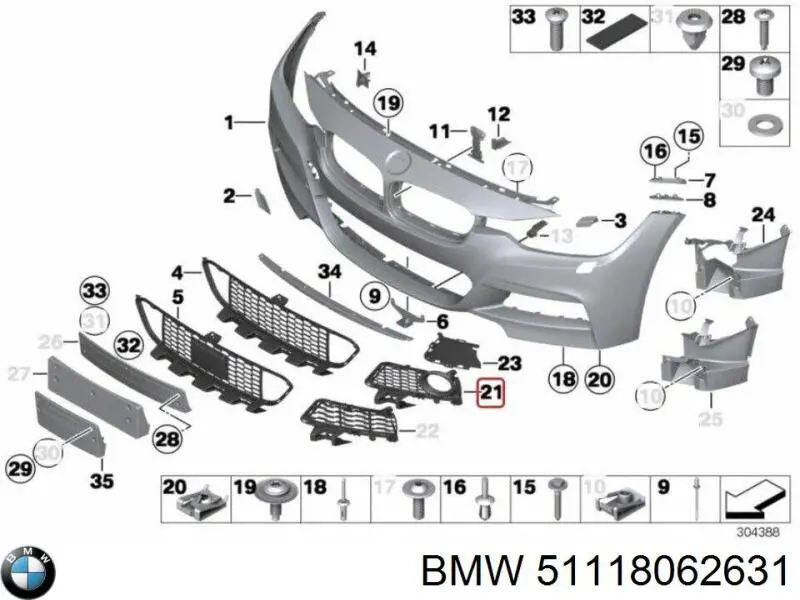 Tapa de rejilla de faro antiniebla delantero izquierdo BMW 51118062631 precio, desde 35,56 EUR