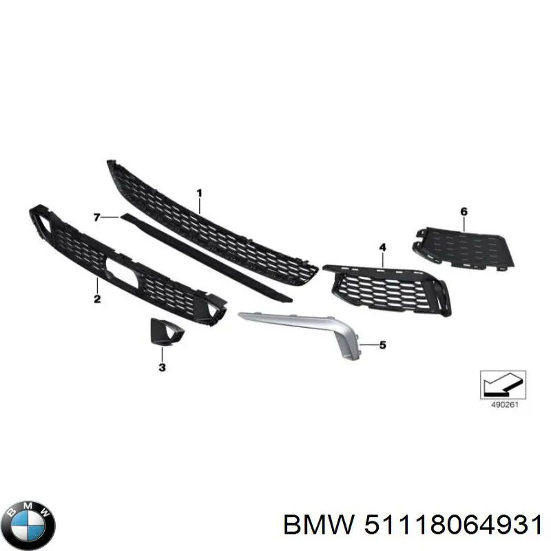 Comprar 51118064931 BMW Rejilla central del parachoques delantero